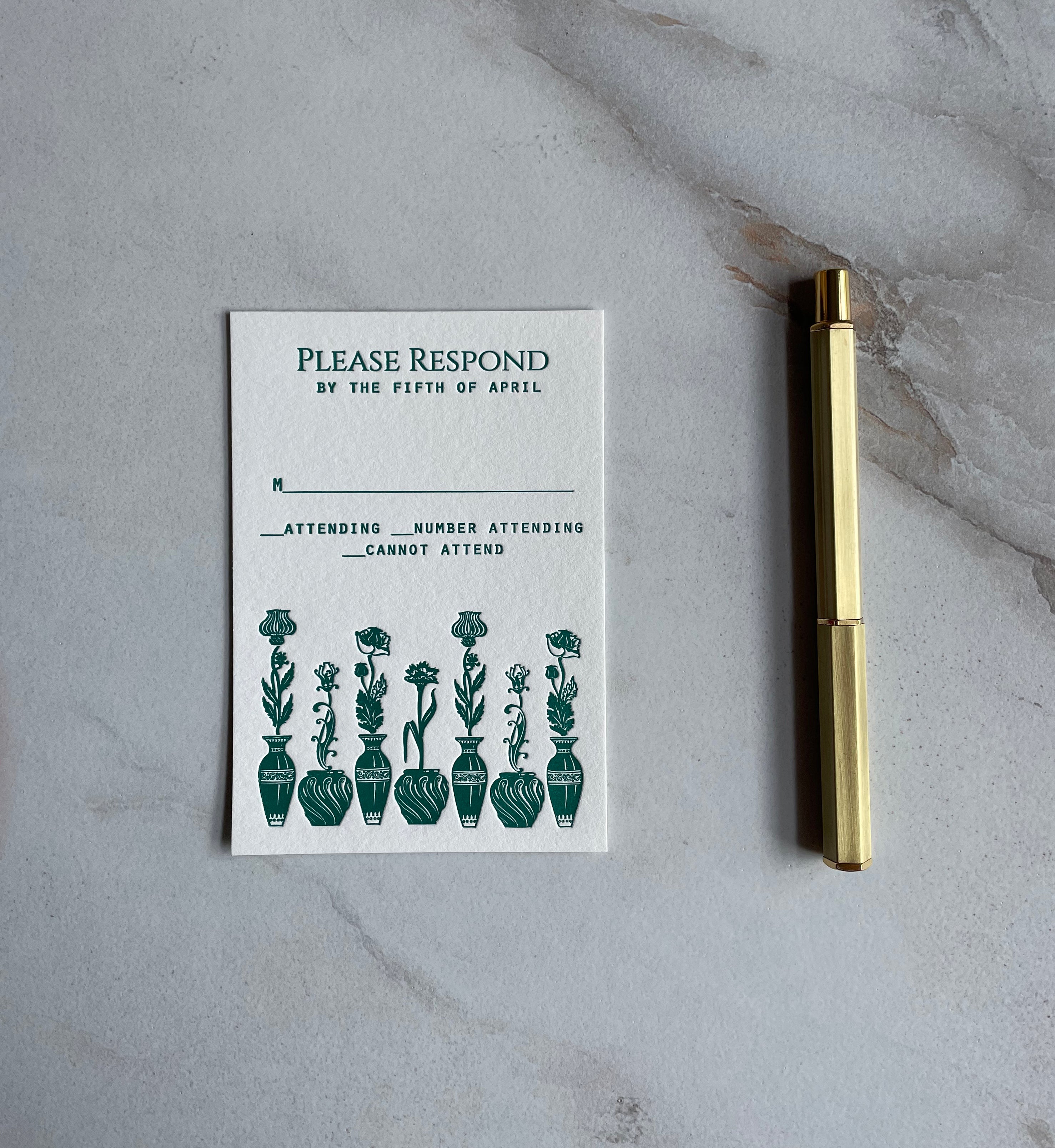 Custom Letterpress Wedding RSVP