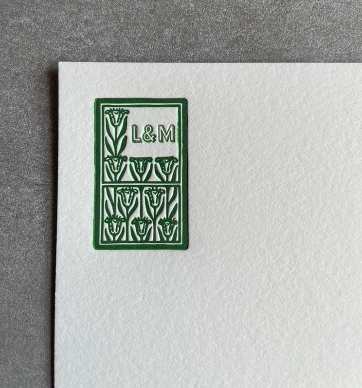 Art Deco: "You and Me" Custom Initial Letterpress Stationery. Personalized Notecards with Envelopes. - Hearty Greetings