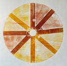 Circle Woodblock Print with Gold, Orange and Yellow Tones - Hearty Greetings