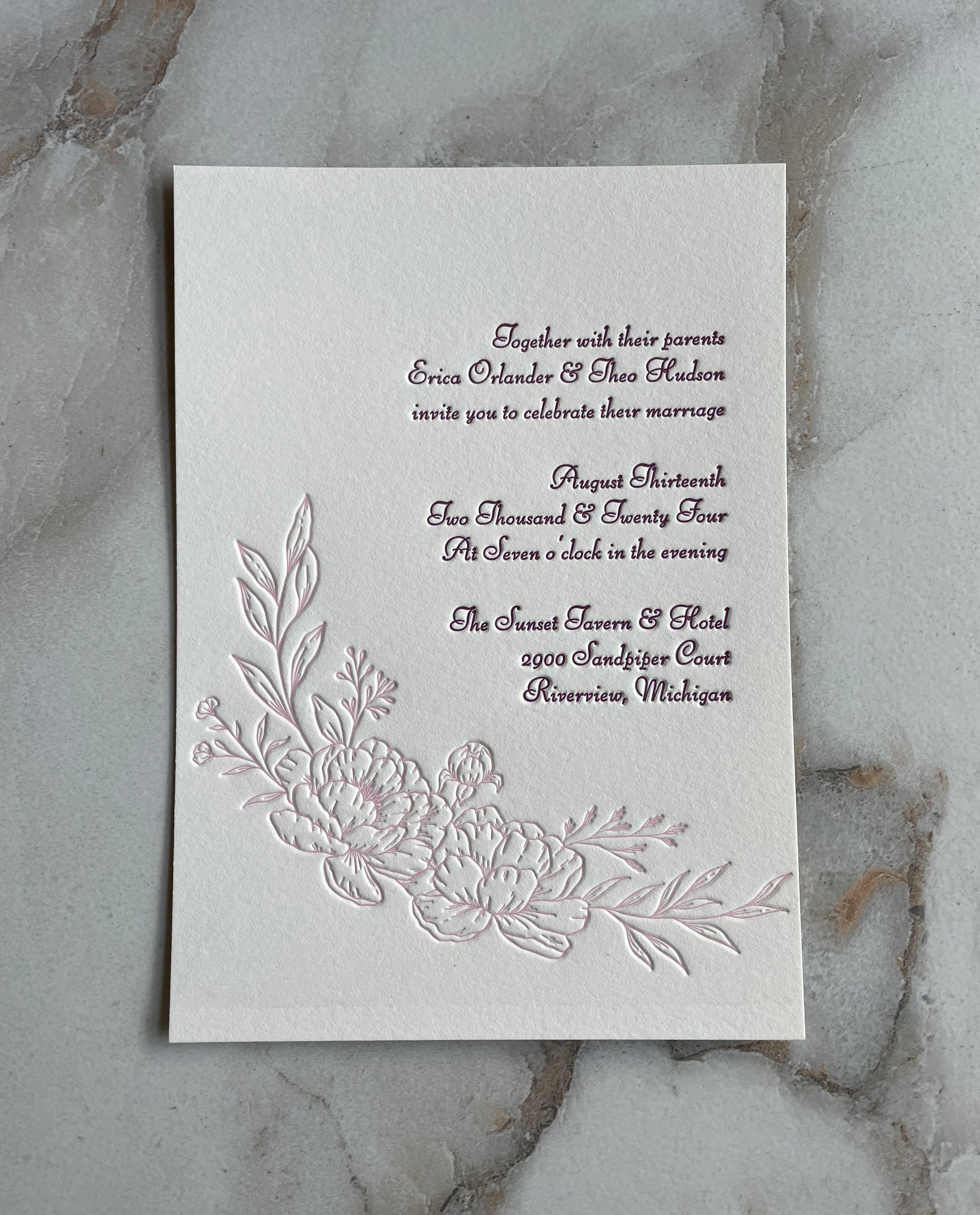 Peony Wedding Invitation - Hearty Greetings