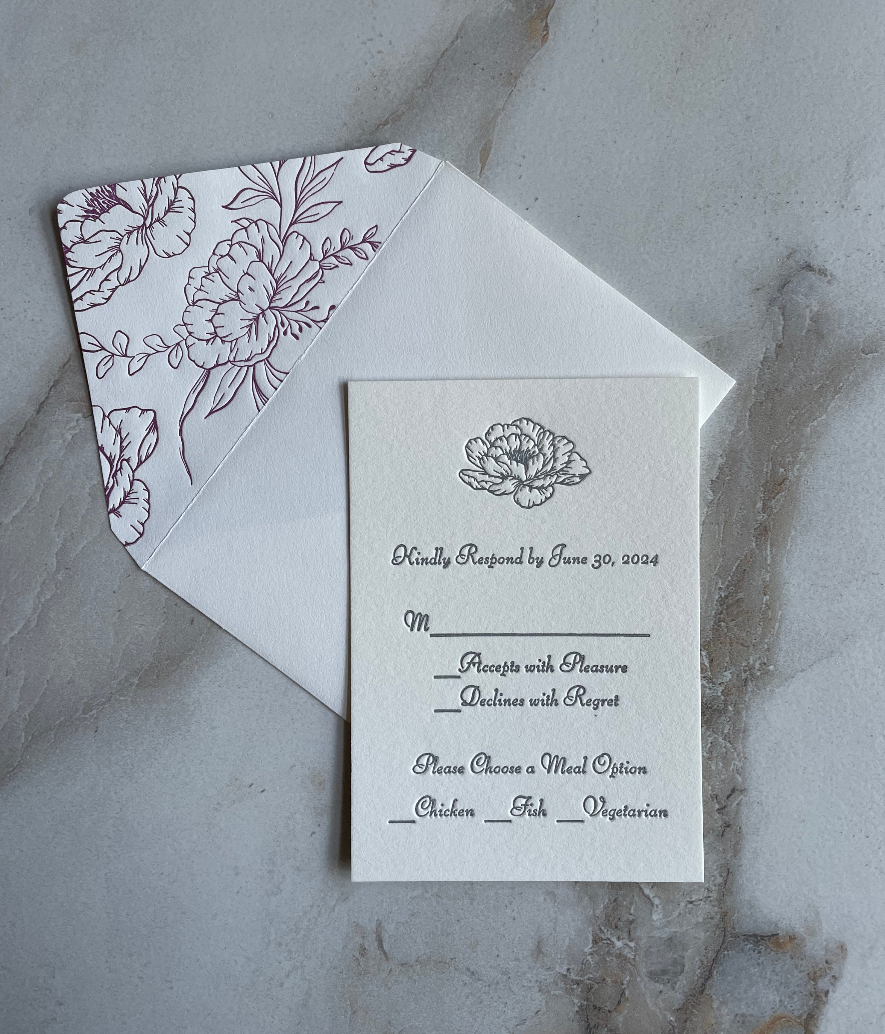 Peony RSVP Card - Hearty Greetings