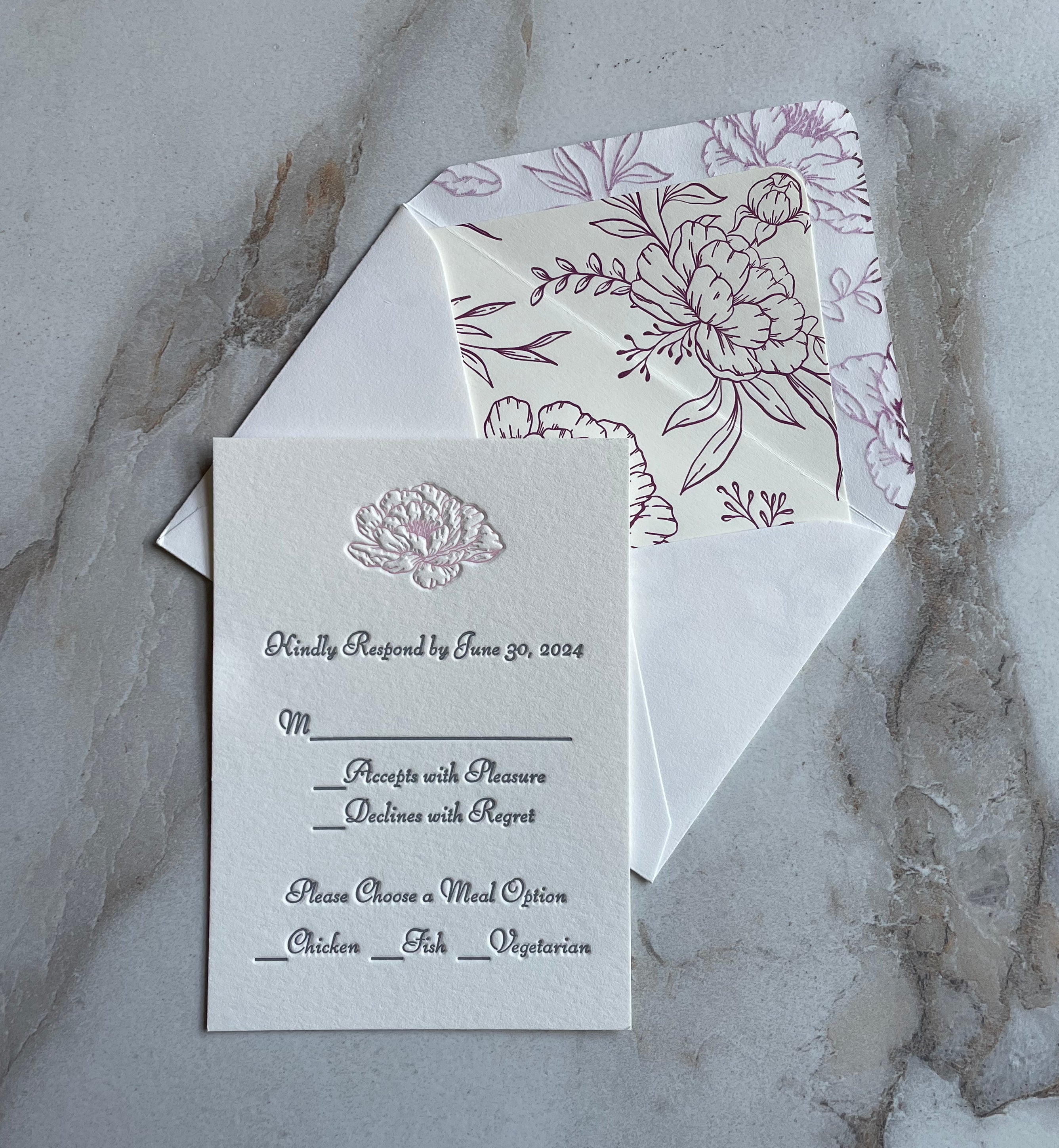 Peony RSVP Card - Hearty Greetings