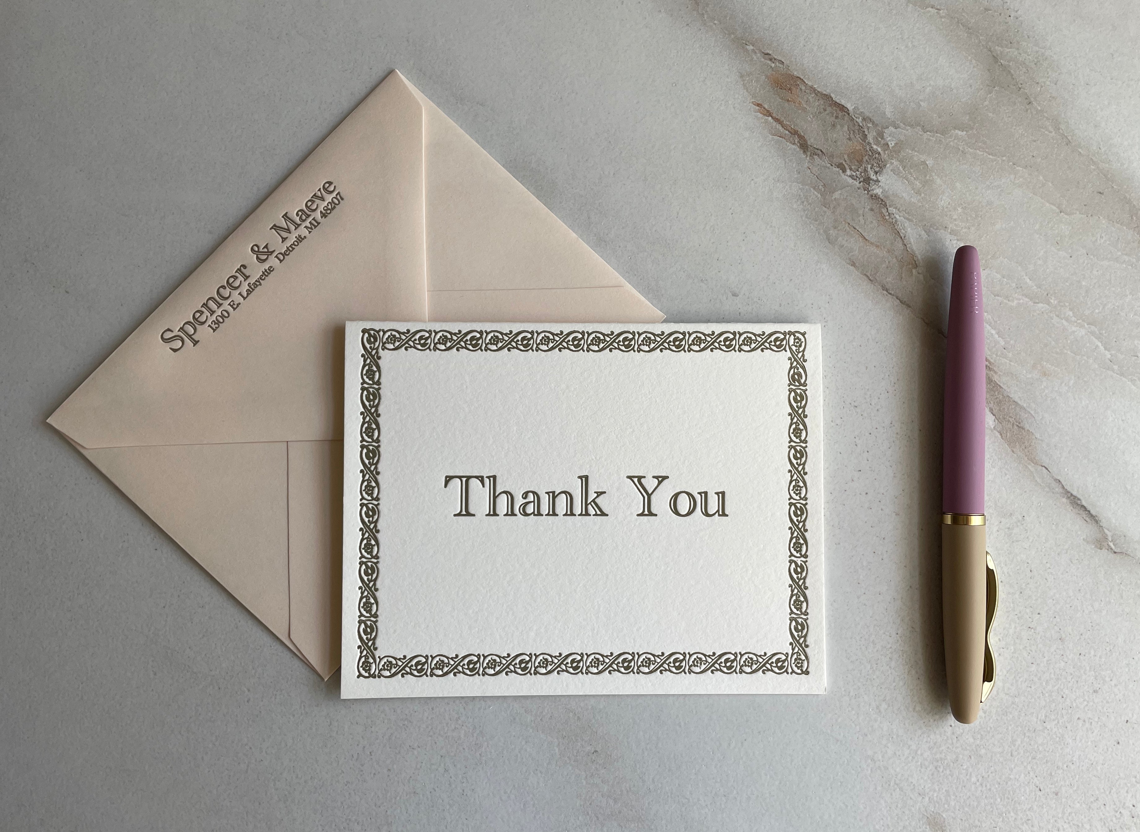 Romantic Thank You Card - Hearty Greetings