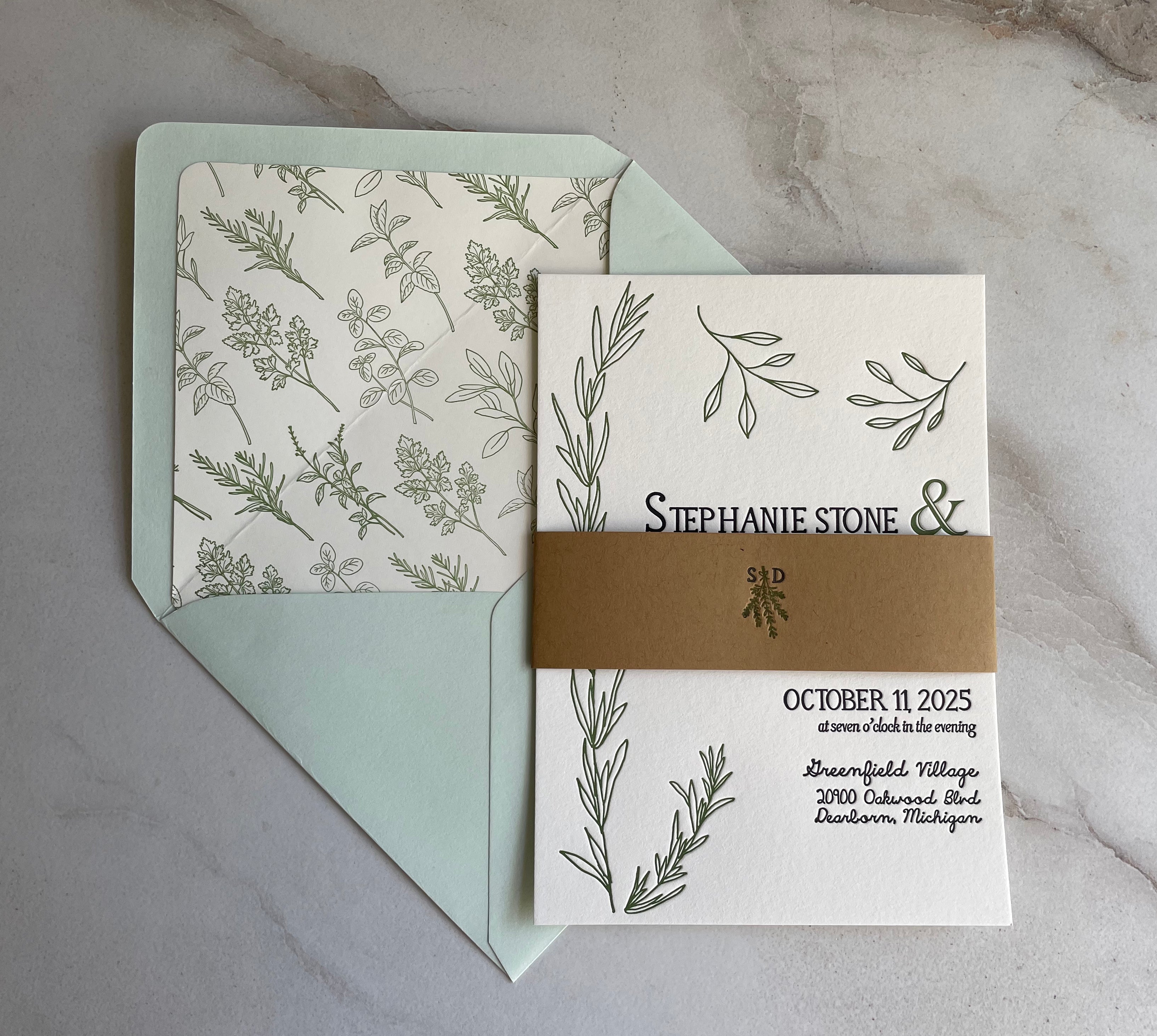 Rosemary Wedding Invitation - Hearty Greetings