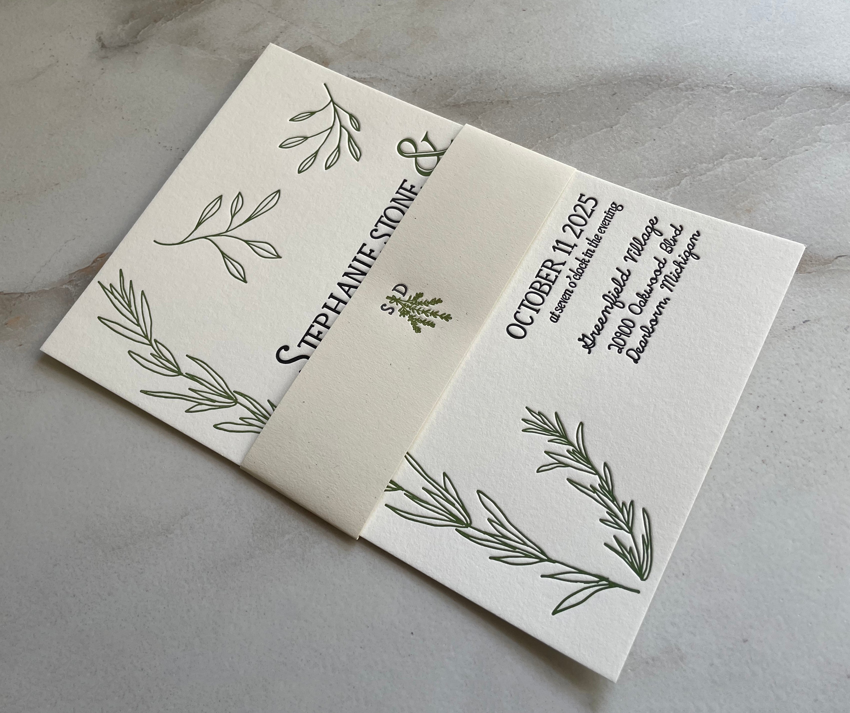 Rosemary Wedding Invitation - Hearty Greetings