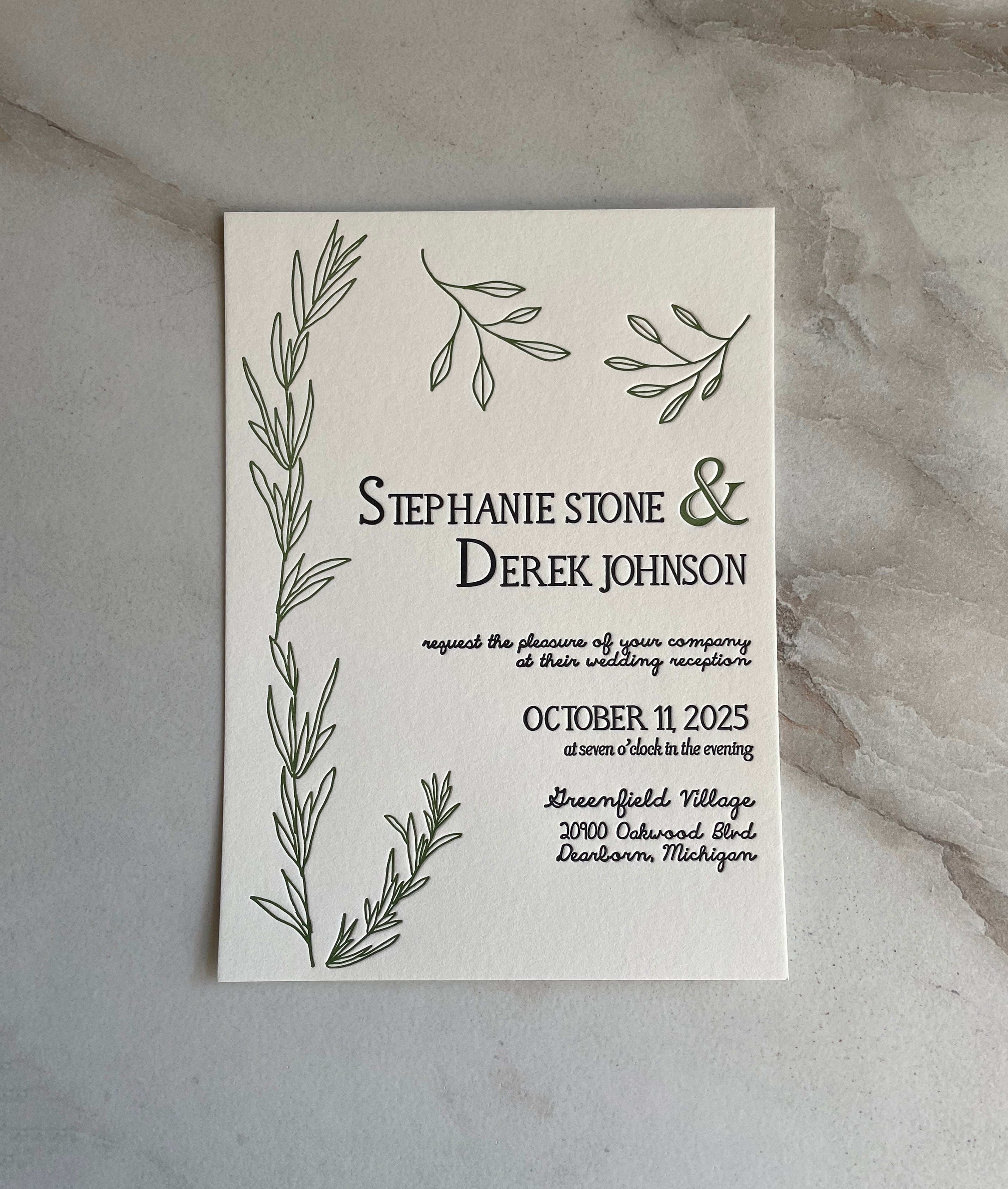 Rosemary Wedding Invitation - Hearty Greetings