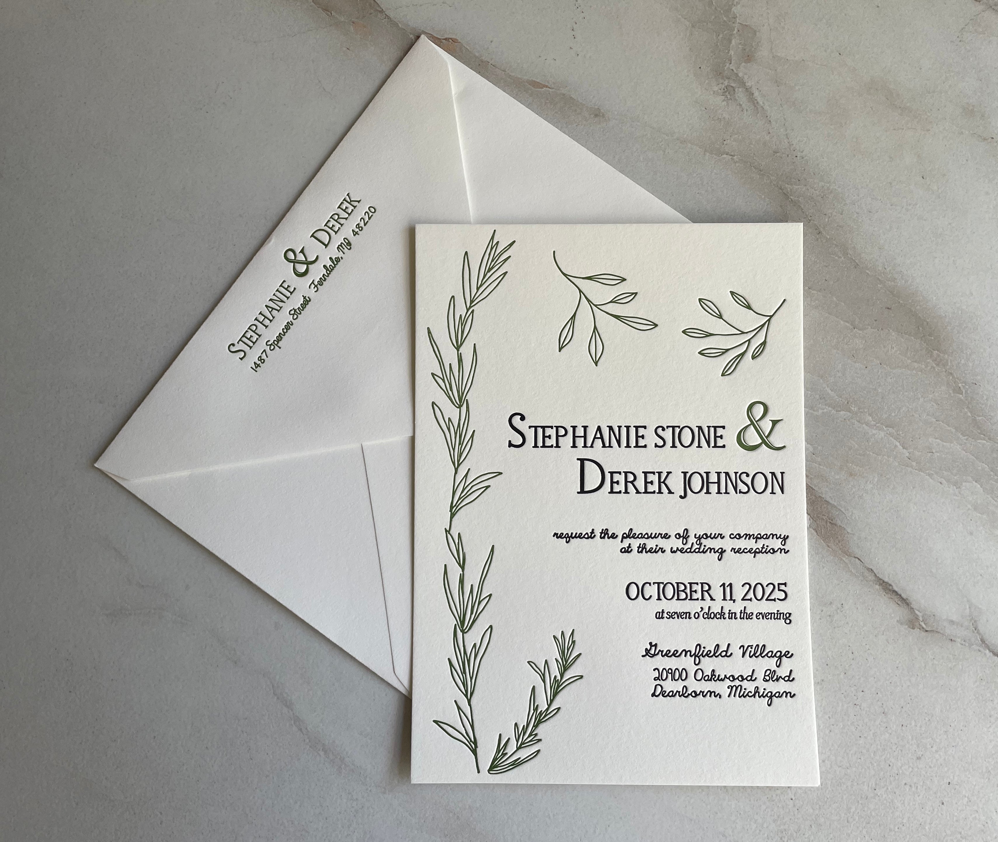 Rosemary Wedding Invitation - Hearty Greetings