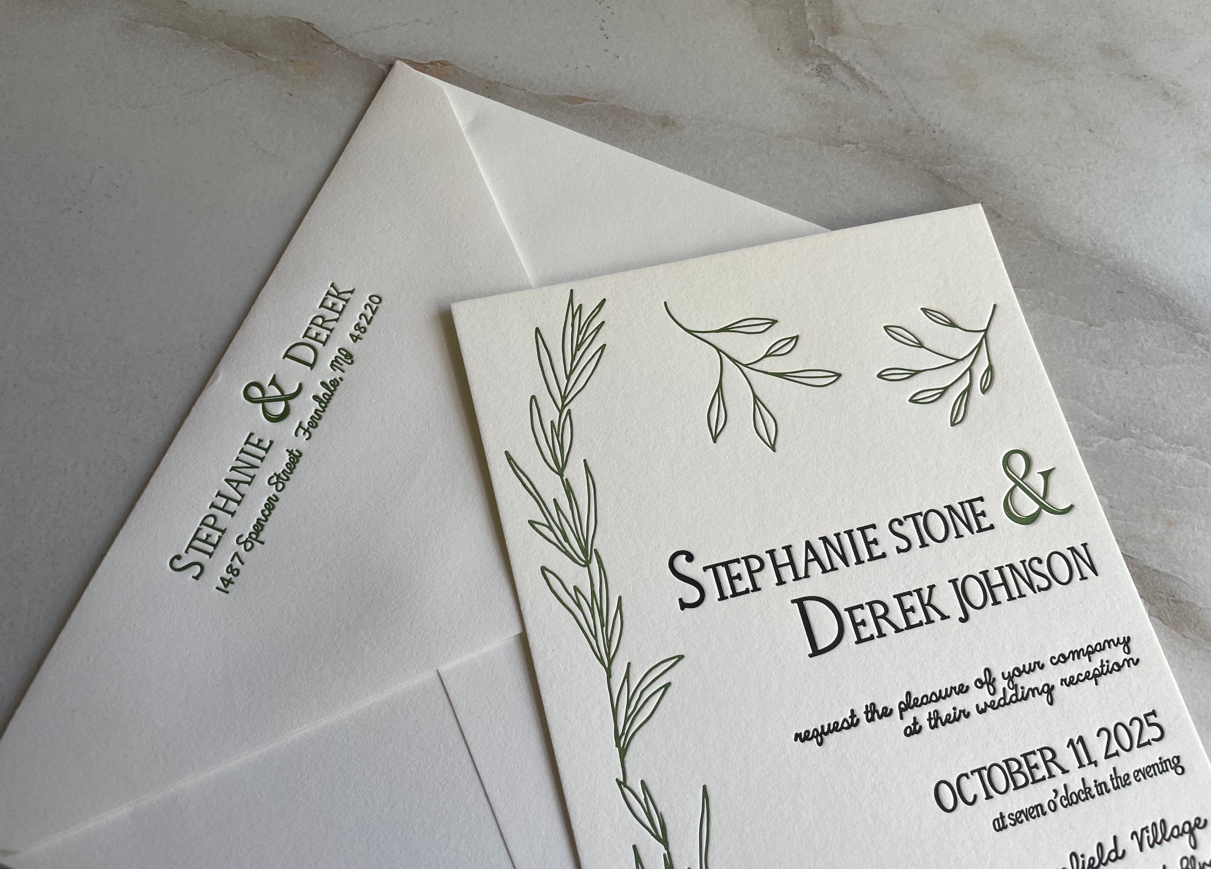 Rosemary Wedding Invitation - Hearty Greetings