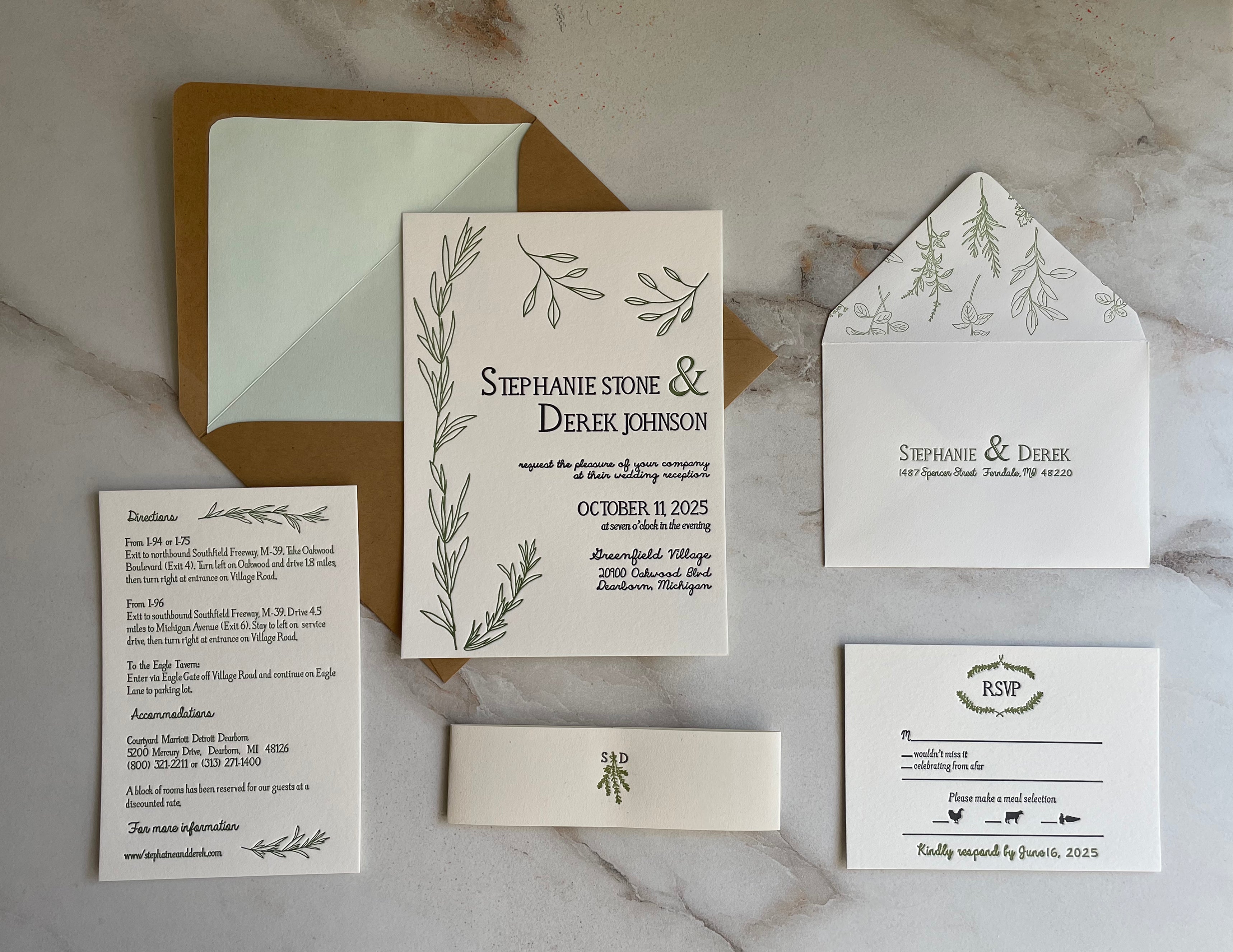 Rosemary Wedding Invitation - Hearty Greetings