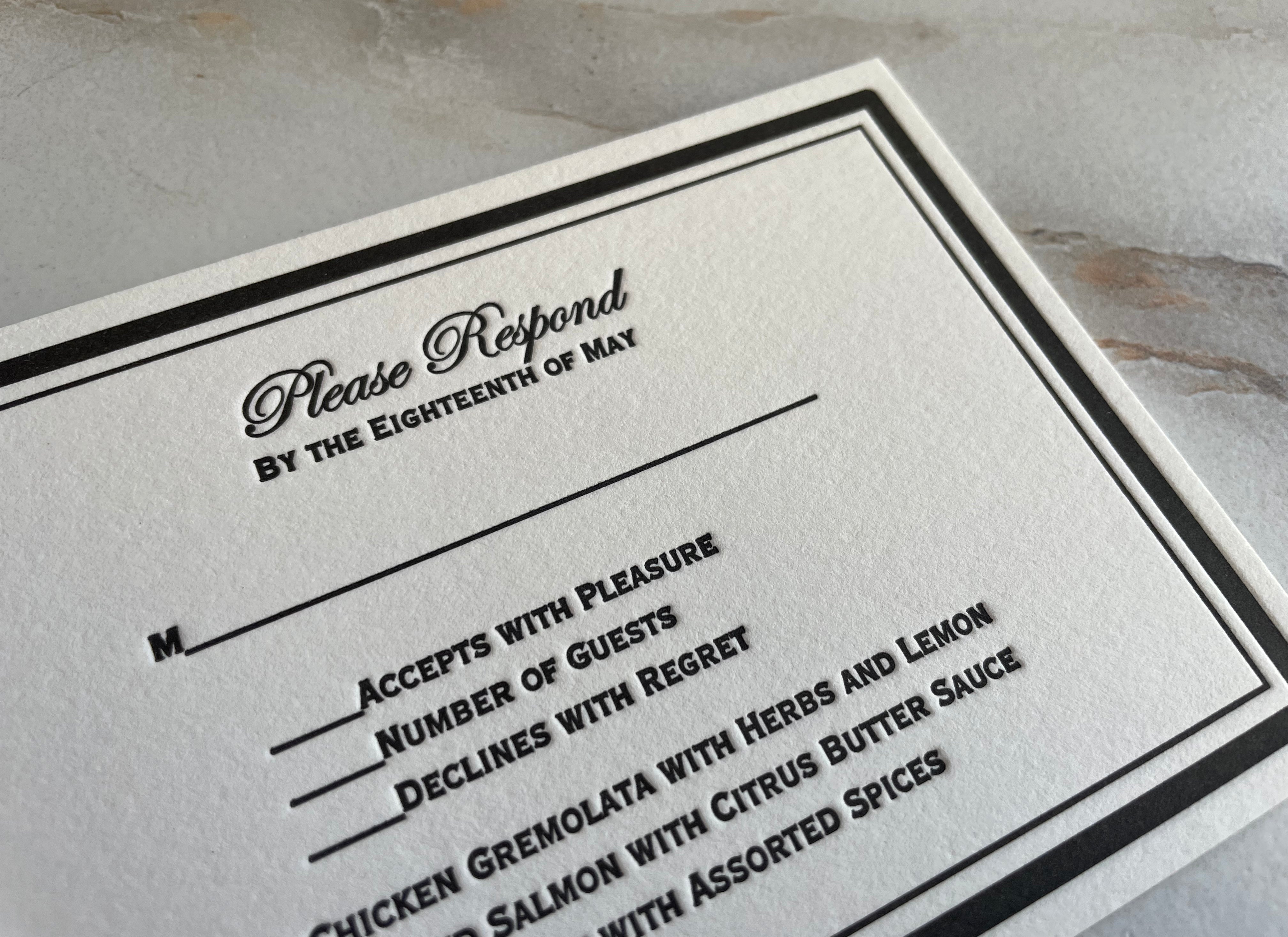 Luxury Letterpress RSVP Cards