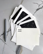 Aquarius Zodiac Sign Stationery Set, Letterpress Zodiac Cards, Zodiac Notecards With Envelope, Celestial Notecard Bundle, Star Sign Cards - Hearty Greetings