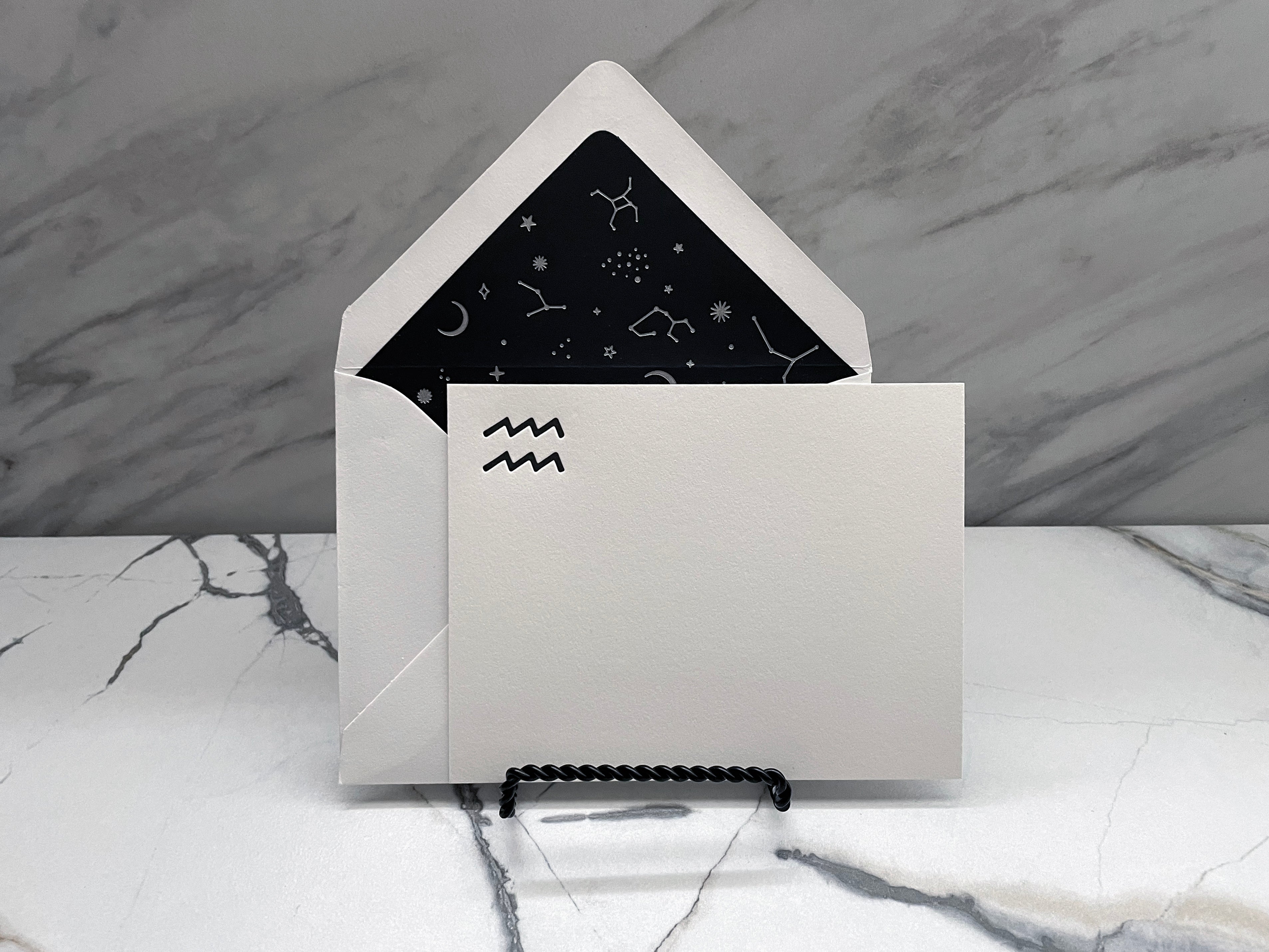 Aquarius Zodiac Notecards - Letterpress Aquarius Stationery