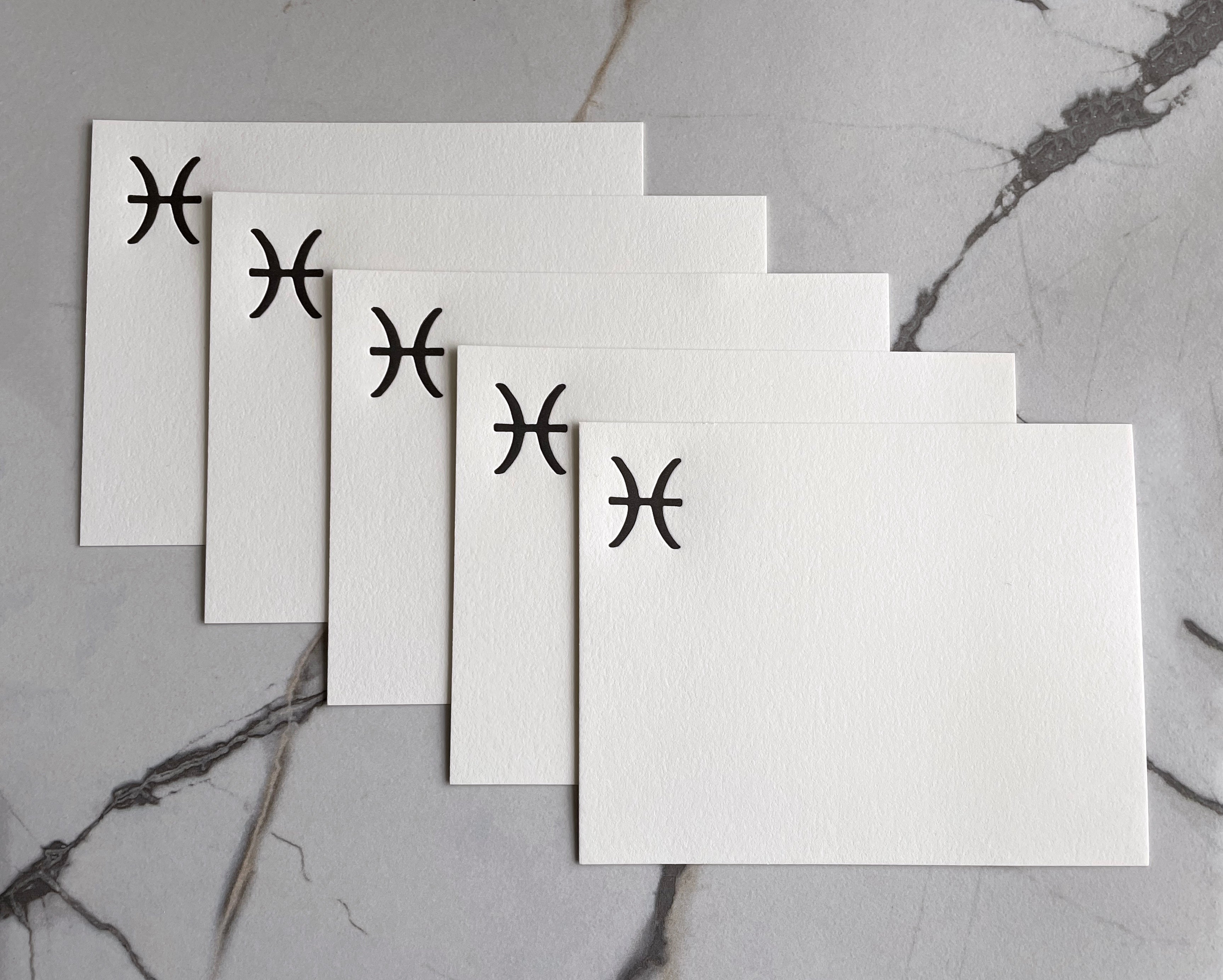 Pisces Zodiac Sign Stationery Set, Letterpress Zodiac Cards, Zodiac Notecards With Envelope, Celestial Notecard Bundle, Star Sign Cards - Hearty Greetings