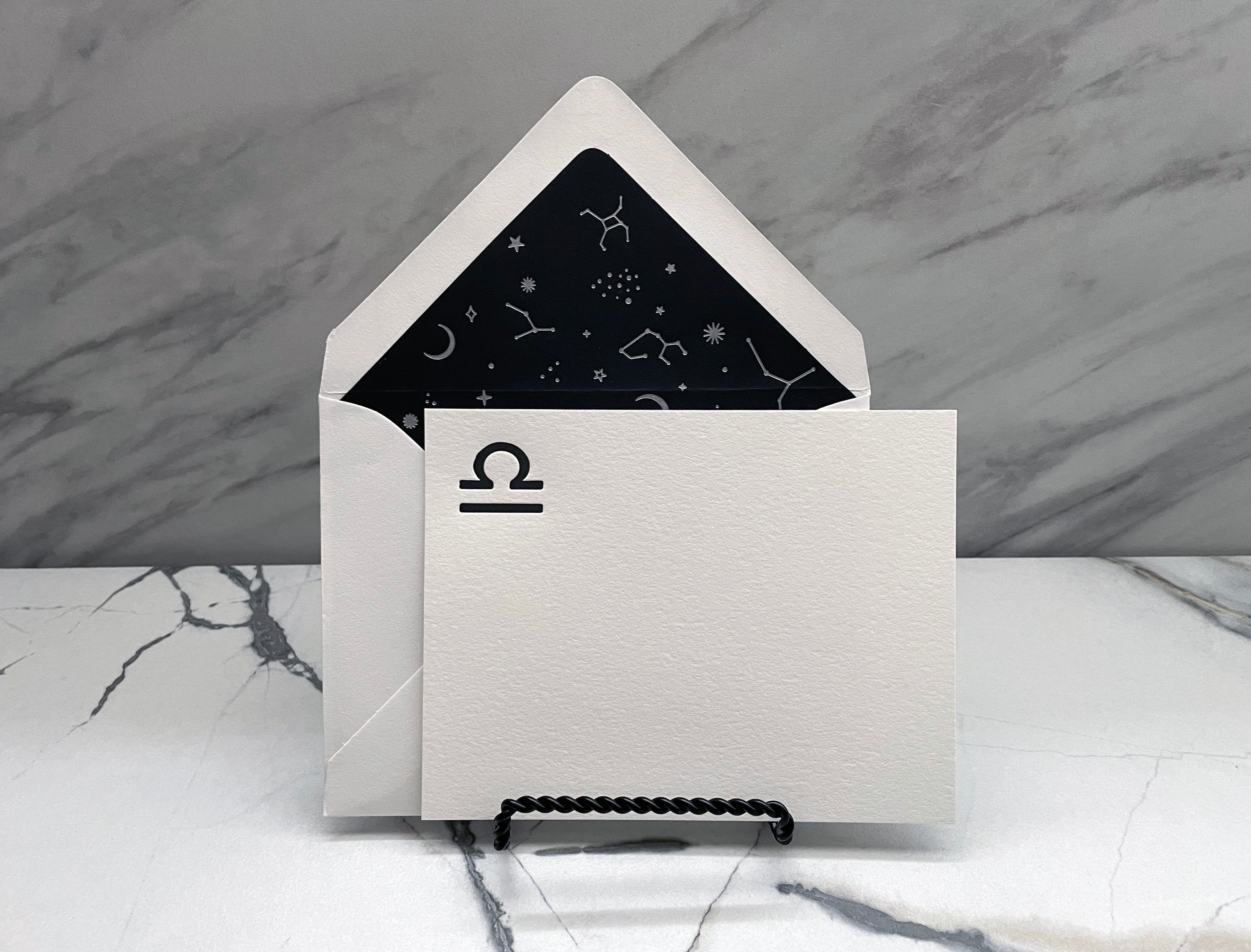 Libra Zodiac Sign Stationery Set, Letterpress Zodiac Cards, Zodiac Notecards With Envelope, Celestial Notecard Bundle, Star Sign Cards - Hearty Greetings