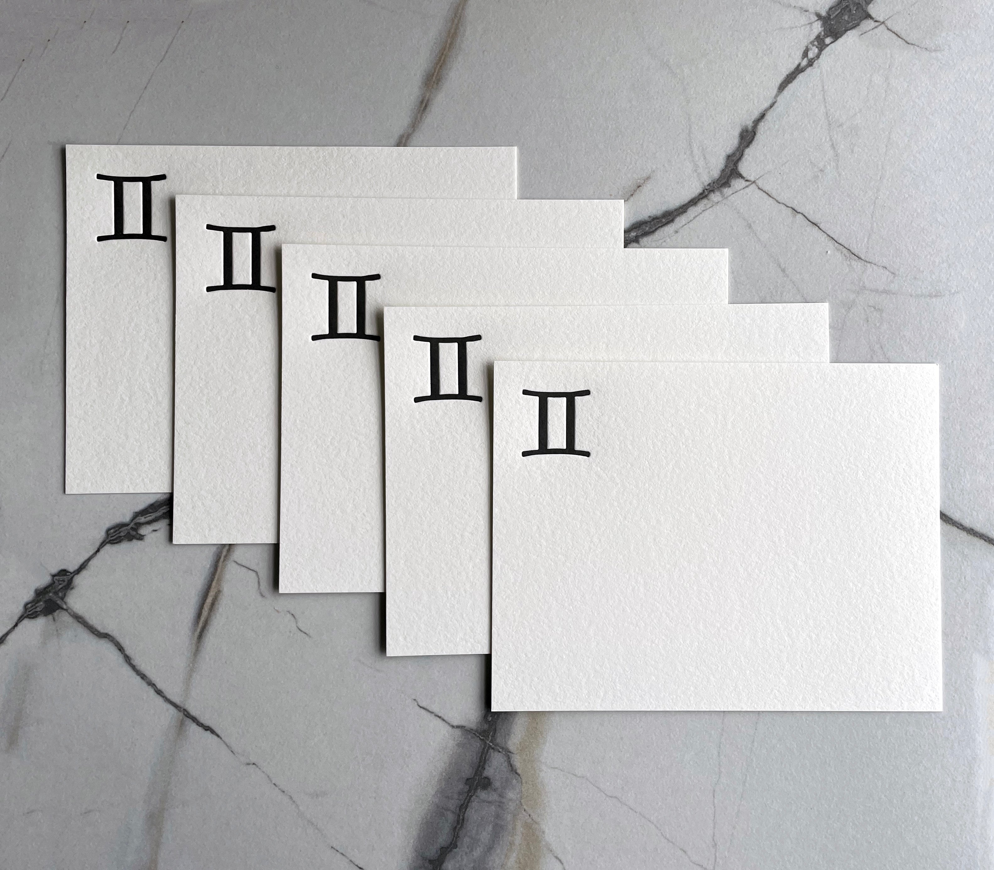 Gemini Zodiac Sign Stationery Set, Letterpress Zodiac Cards, Zodiac Notecards With Envelope, Celestial Notecard Bundle, Star Sign Cards - Hearty Greetings