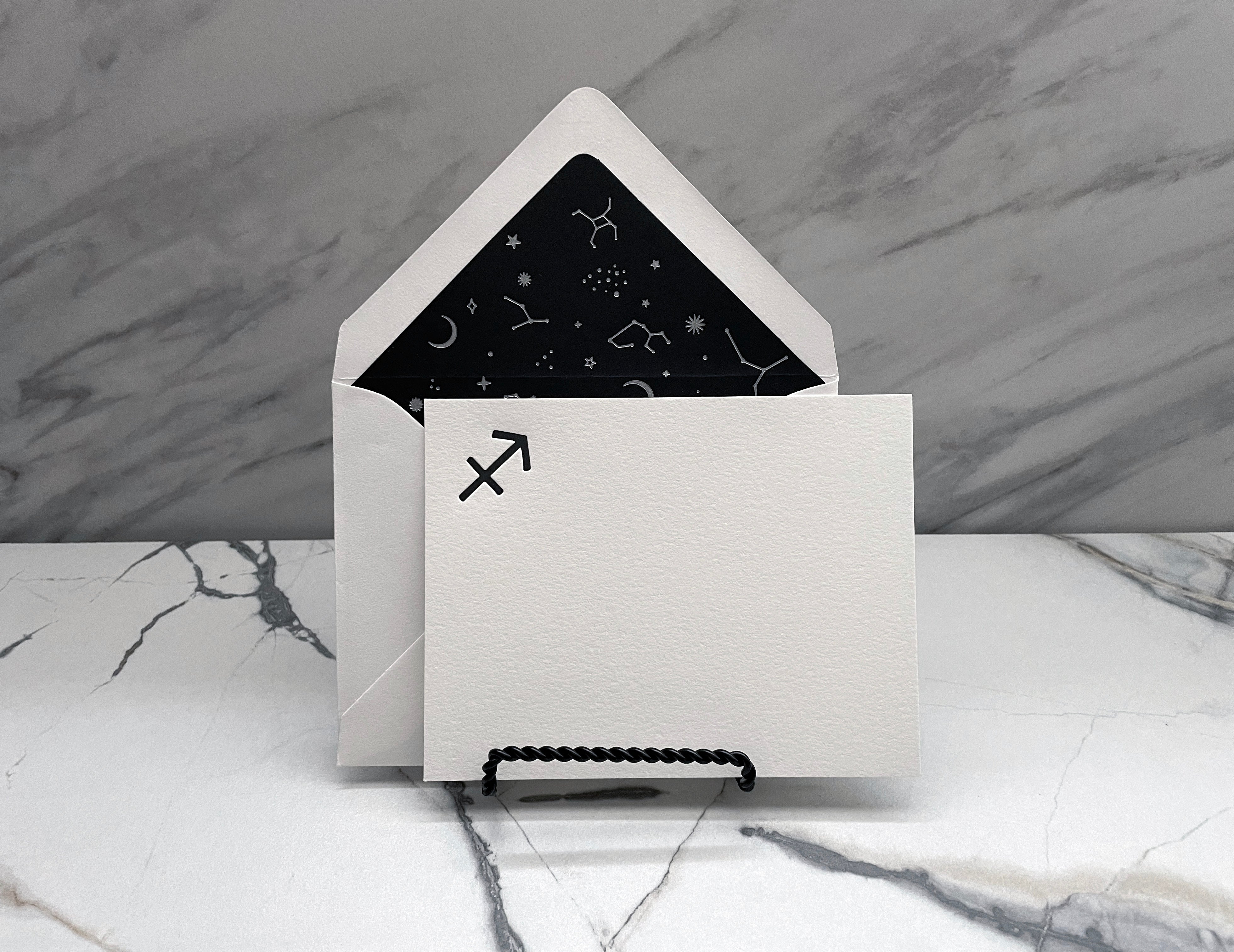 Sagittarius Zodiac Sign Stationery Set, Letterpress Zodiac Cards, Zodiac Notecards With Envelope, Celestial Notecard Bundle, Star Sign Cards - Hearty Greetings