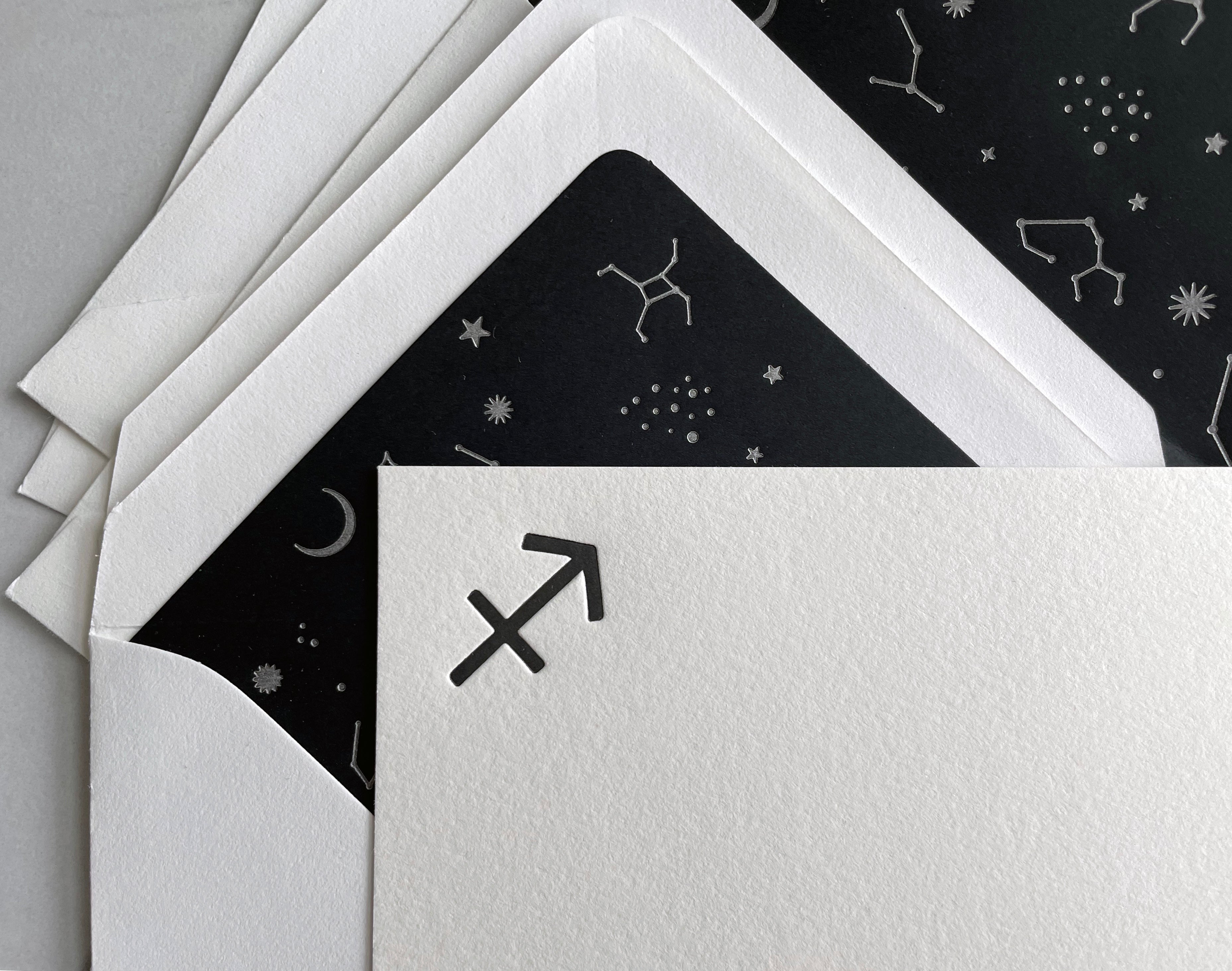 Sagittarius Zodiac Sign Stationery Set, Letterpress Zodiac Cards, Zodiac Notecards With Envelope, Celestial Notecard Bundle, Star Sign Cards - Hearty Greetings
